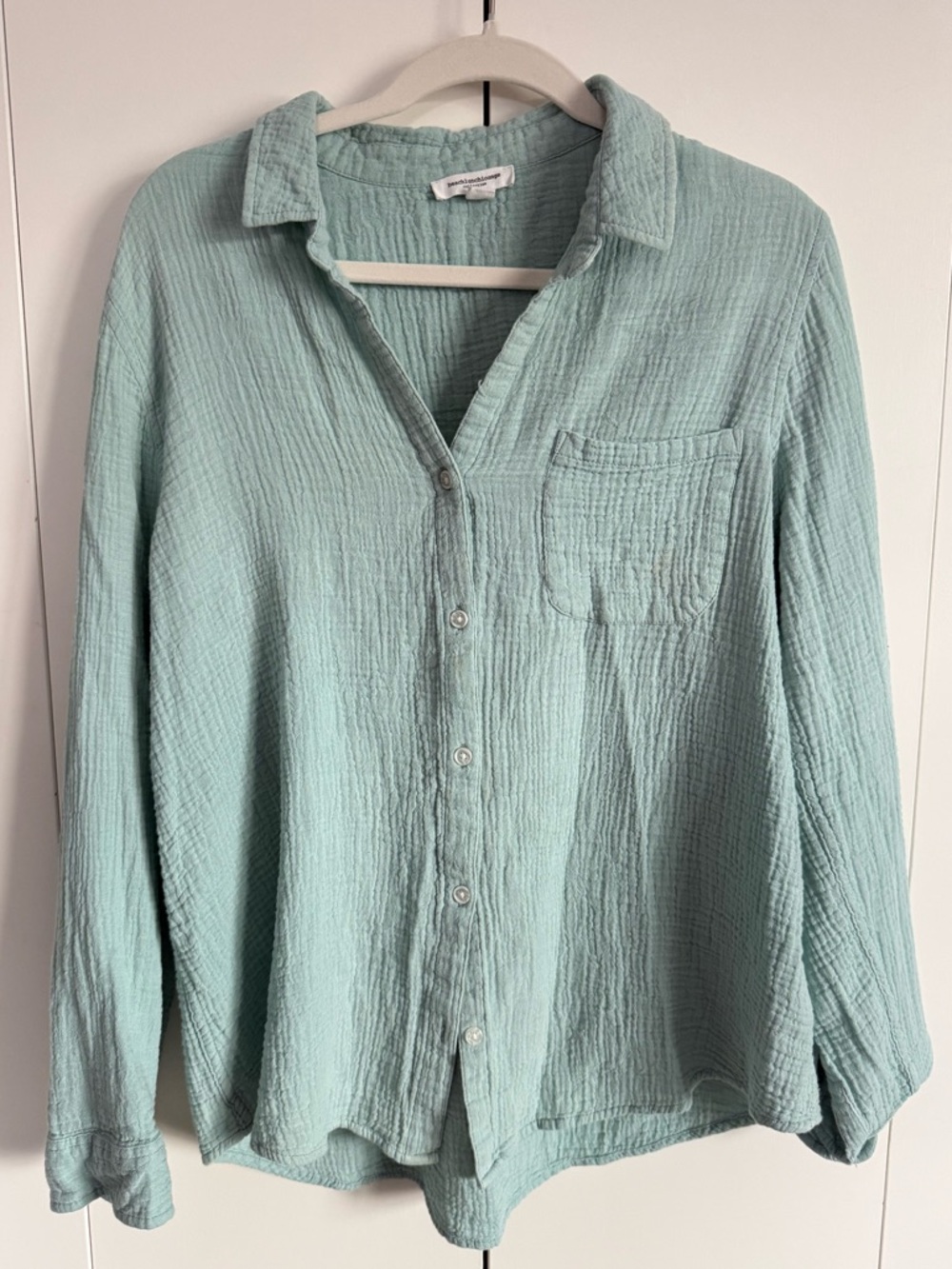 Light Green Button-Up Gauze Shirt
